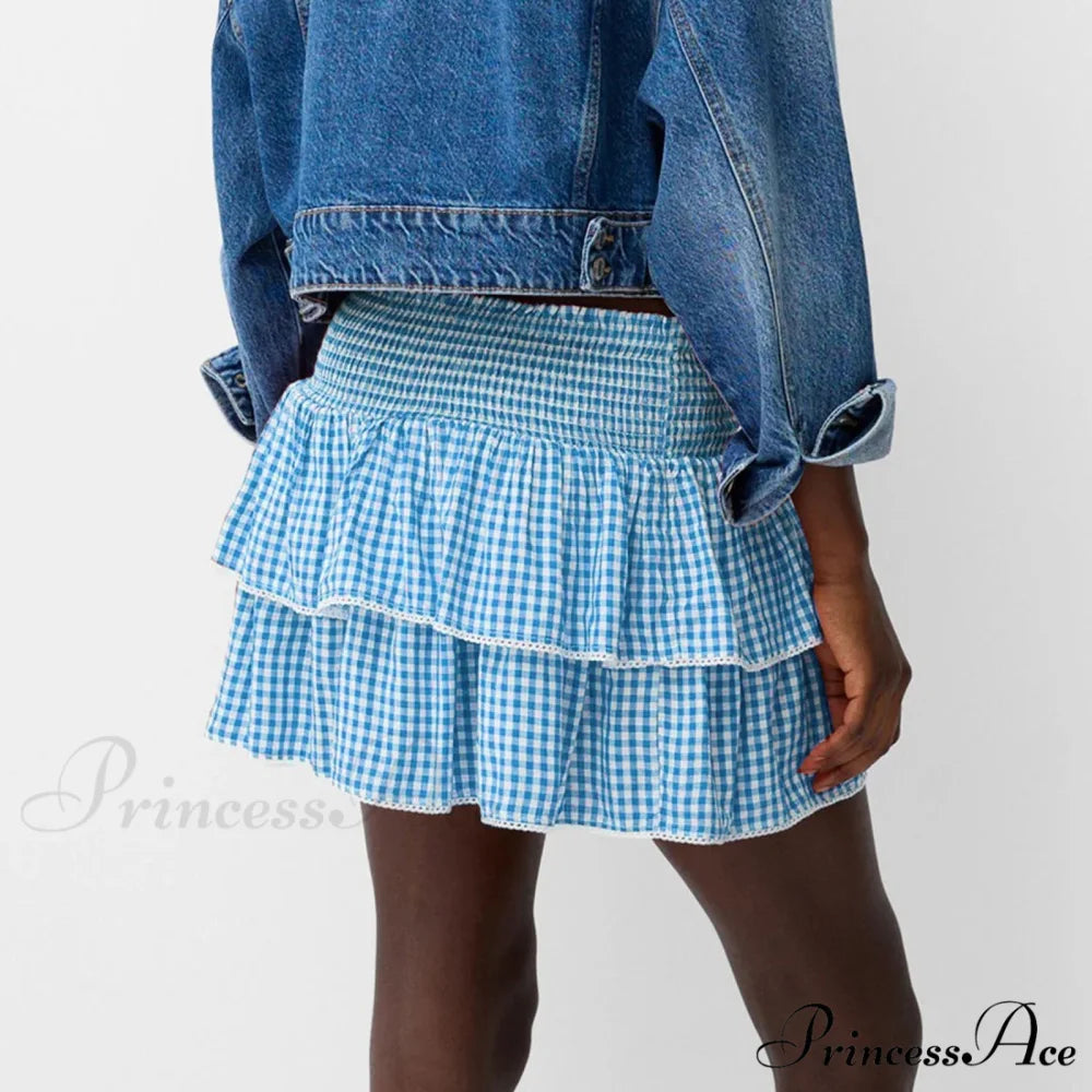 Sophisticated Tiered Checkered Summer Skirt