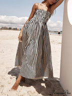Sophistication Unique Stripe Charming Pleated Maxi Dress
