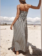 Sophistication Unique Stripe Charming Pleated Maxi Dress