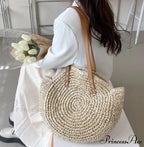 Spacious Capacity Fringe Straw Shoulder Bag
