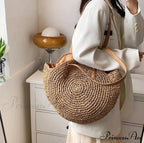 Spacious Capacity Fringe Straw Shoulder Bag
