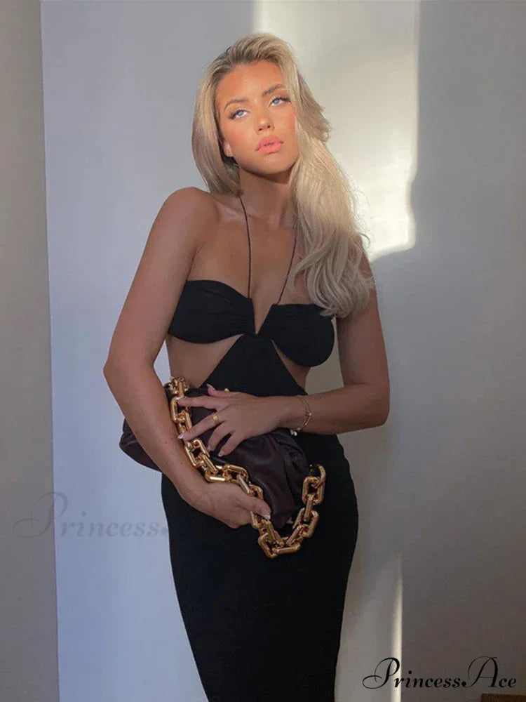 Spaghetti Strap Backless Maxi Dress