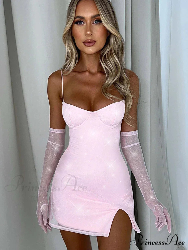 Spaghetti Strap Glitter Club Mini Dress