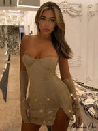 Spaghetti Strap Glitter Club Mini Dress