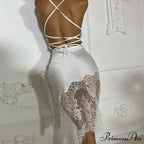 Spaghetti Strap Lace Bandaged Backless Elegant Nightclub Stylish Midi Dress