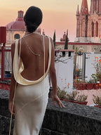 Spaghetti Strap Satin Fashion Outfits Maxi Dress