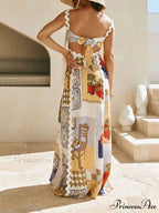 Spaghetti Strap Stylish Printed Maxi Dress