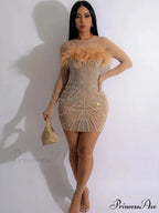 Sparkle Feather Short Party Dress