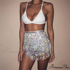 Sparkle Sequined Tassel Lace Up Shiny Skirt