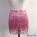 Sparkle Sequined Tassel Lace Up Shiny Skirt