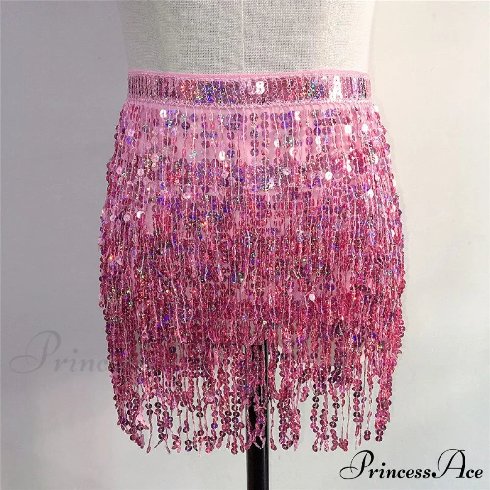 Sparkle Sequined Tassel Lace Up Shiny Skirt