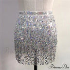 Sparkle Sequined Tassel Lace Up Shiny Skirt