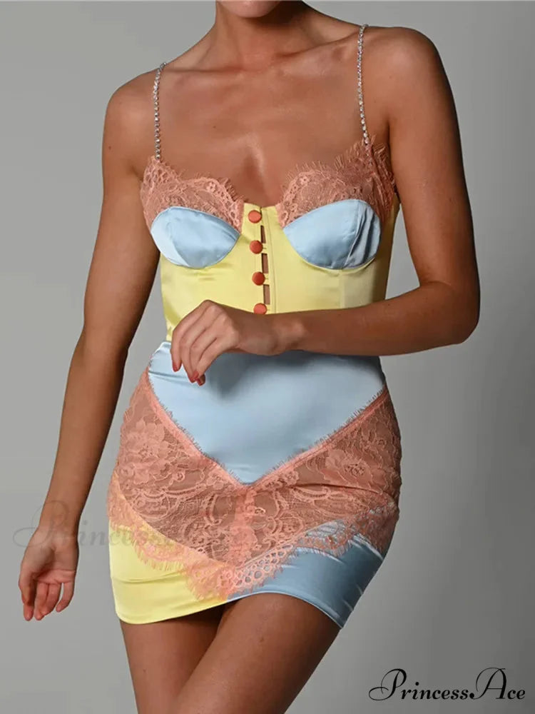 Sparkling Band Lace Mini Dress