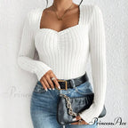 Sparkling Collar Informal Knitted Extended Sleeve Top Women