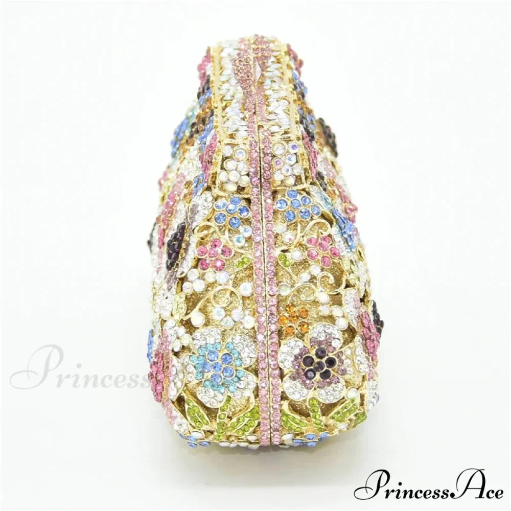 Sparkling Crystal Bridal Wedding Blossom Diamond Clutch Purse