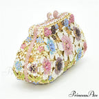 Sparkling Crystal Bridal Wedding Blossom Diamond Clutch Purse