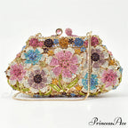 Sparkling Crystal Bridal Wedding Blossom Diamond Clutch Purse