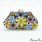 Sparkling Crystal Bridal Wedding Blossom Diamond Clutch Purse