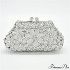 Sparkling Crystal Bridal Wedding Blossom Diamond Clutch Purse