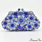 Sparkling Crystal Bridal Wedding Blossom Diamond Clutch Purse