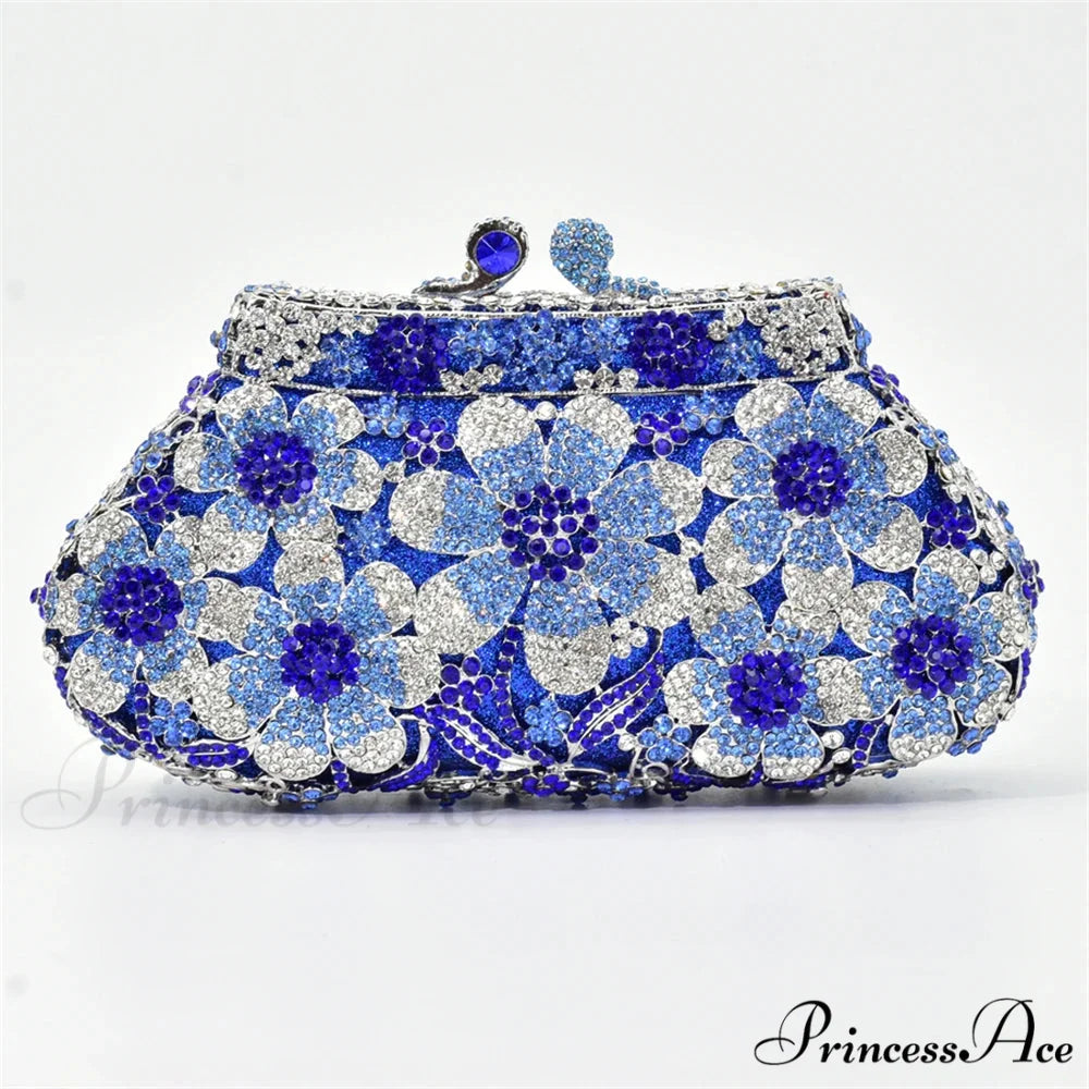 Sparkling Crystal Bridal Wedding Blossom Diamond Clutch Purse