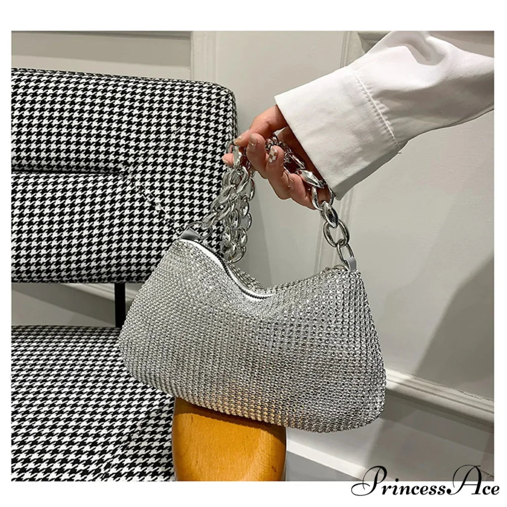 Sparkling Crystal Rhinestones Nighttime Clutch Purse Wristlet