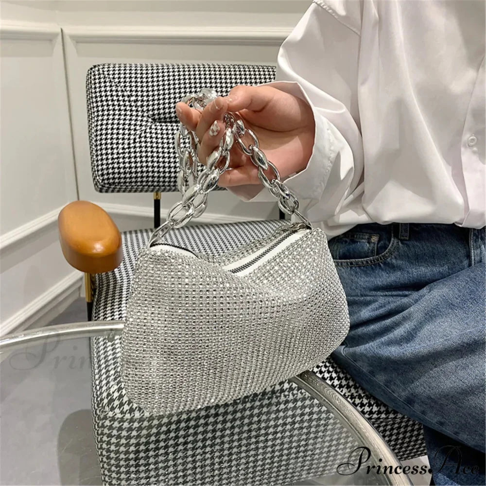 Sparkling Crystal Rhinestones Nighttime Clutch Purse Wristlet