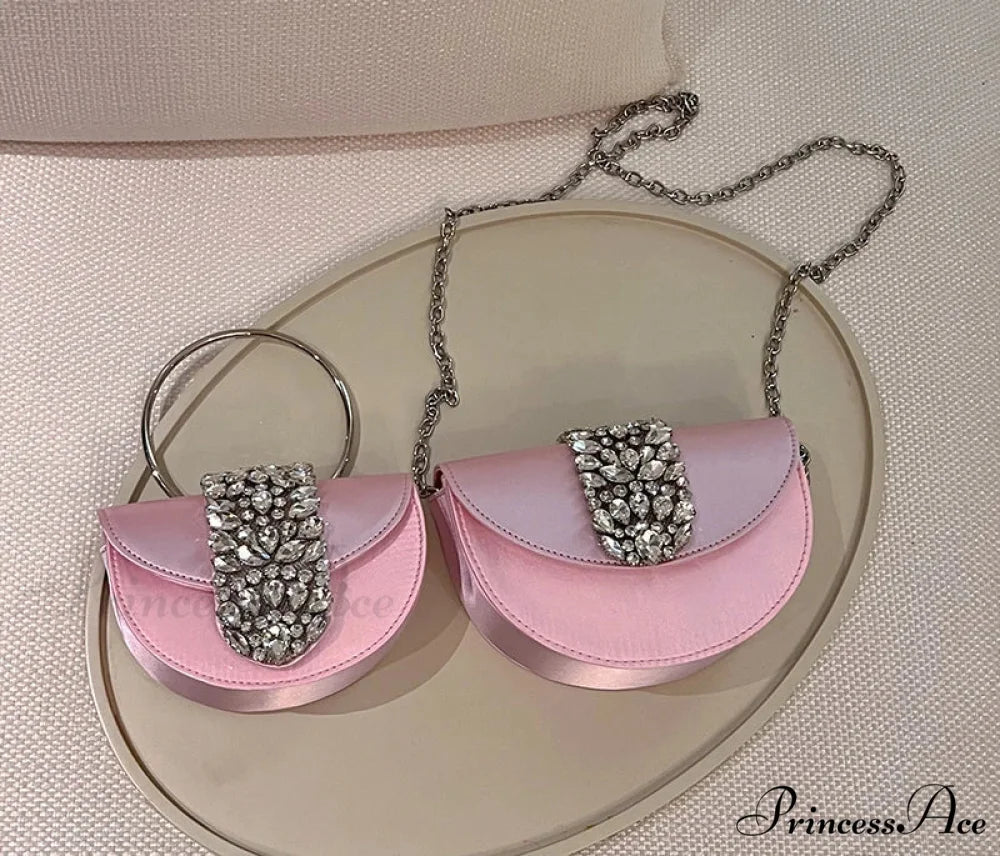 Sparkling Crystal Silk Evening Clutch Wedding Bag