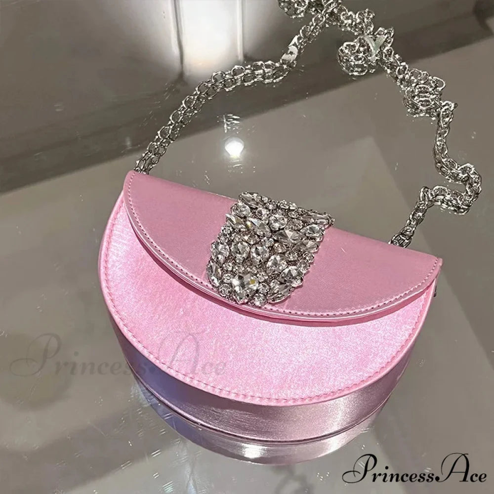 Sparkling Crystal Silk Evening Clutch Wedding Bag