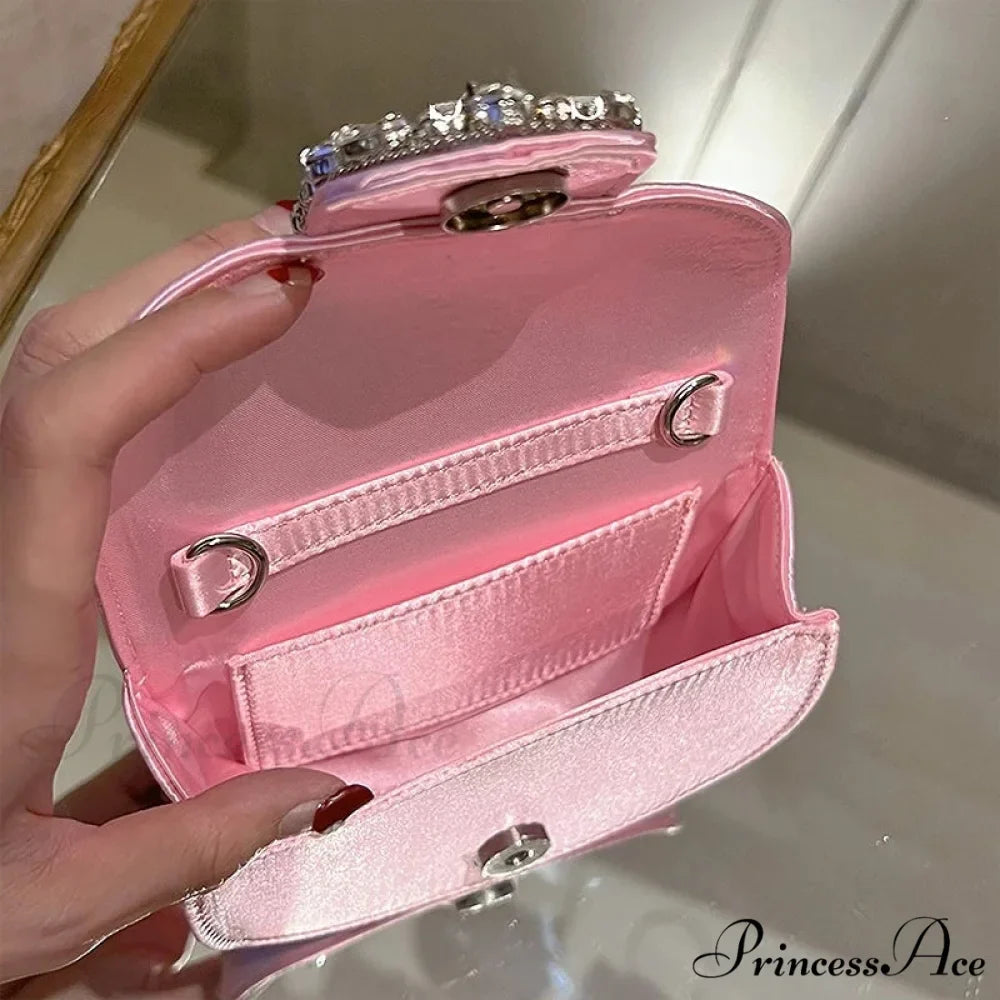Sparkling Crystal Silk Evening Clutch Wedding Bag