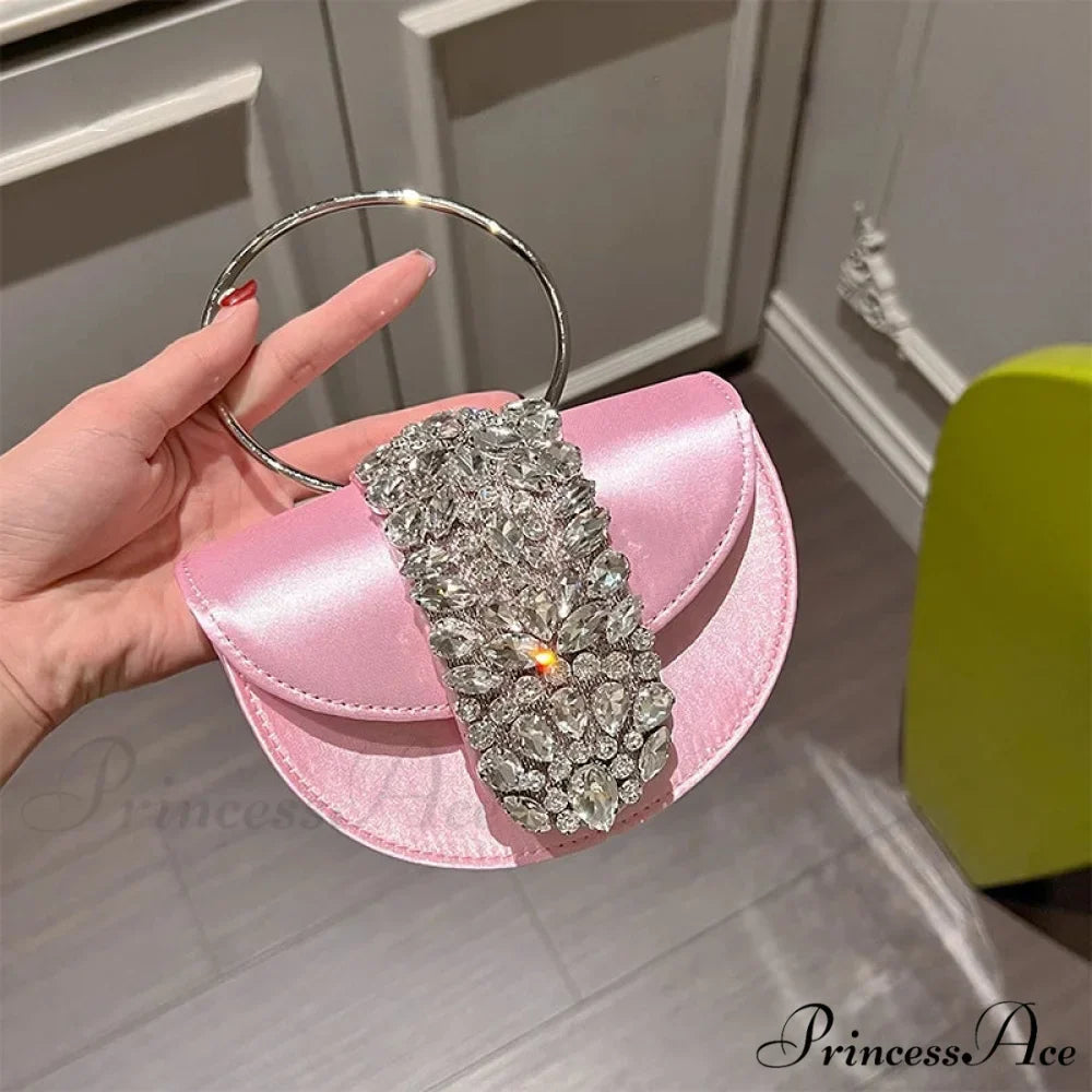 Sparkling Crystal Silk Evening Clutch Wedding Bag
