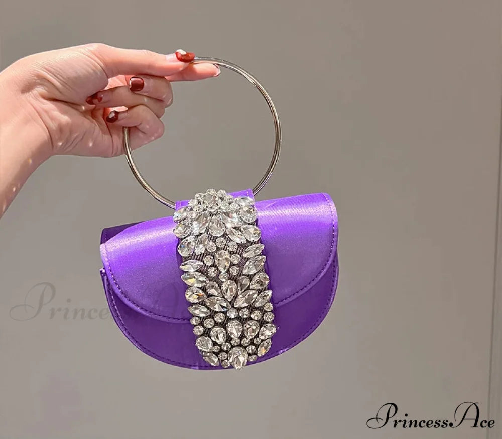 Sparkling Crystal Silk Evening Clutch Wedding Bag