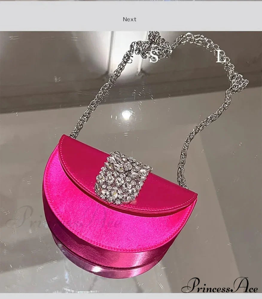 Sparkling Crystal Silk Evening Clutch Wedding Bag