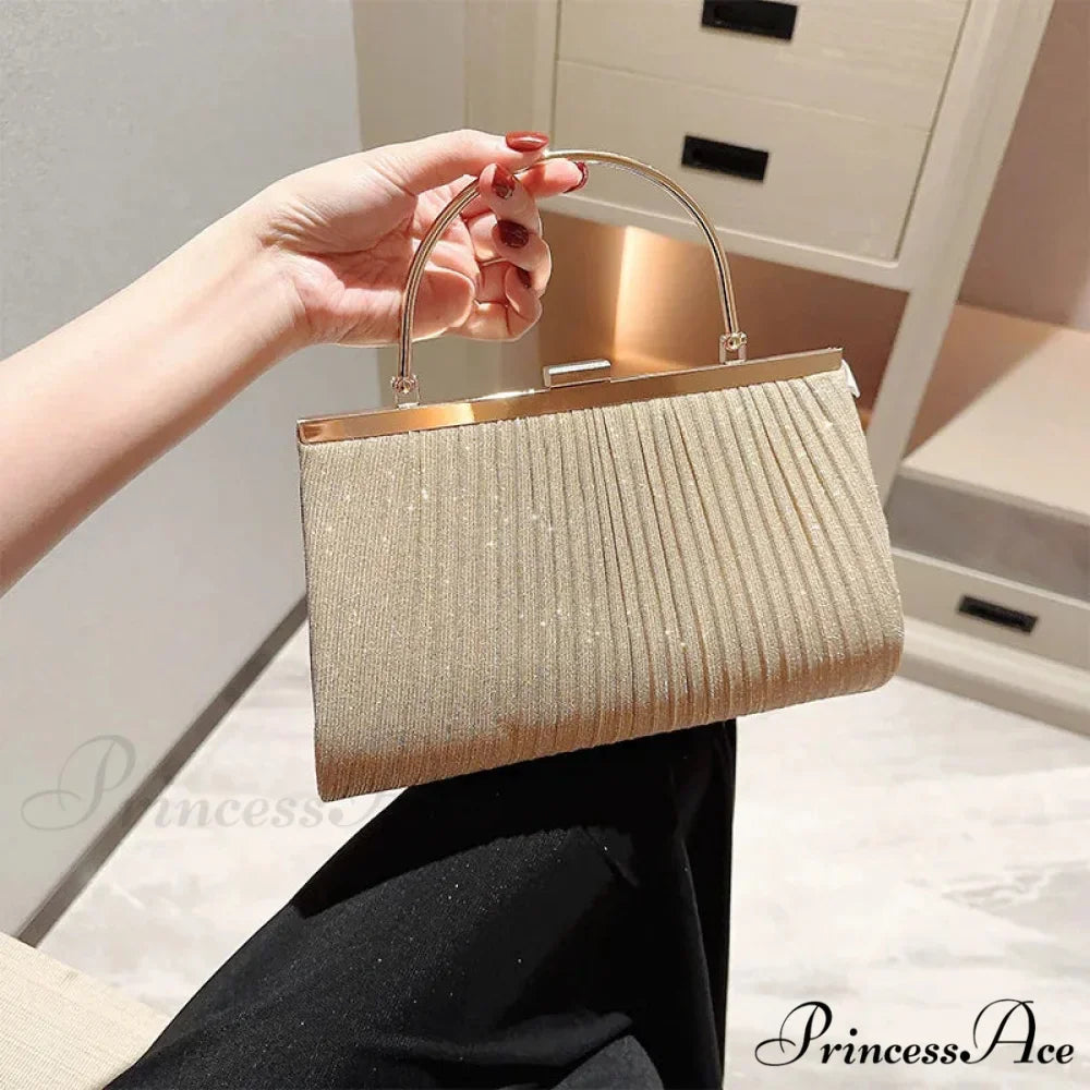 Sparkling Deluxe Apricot Evening Clutch Chain Shoulder Bag