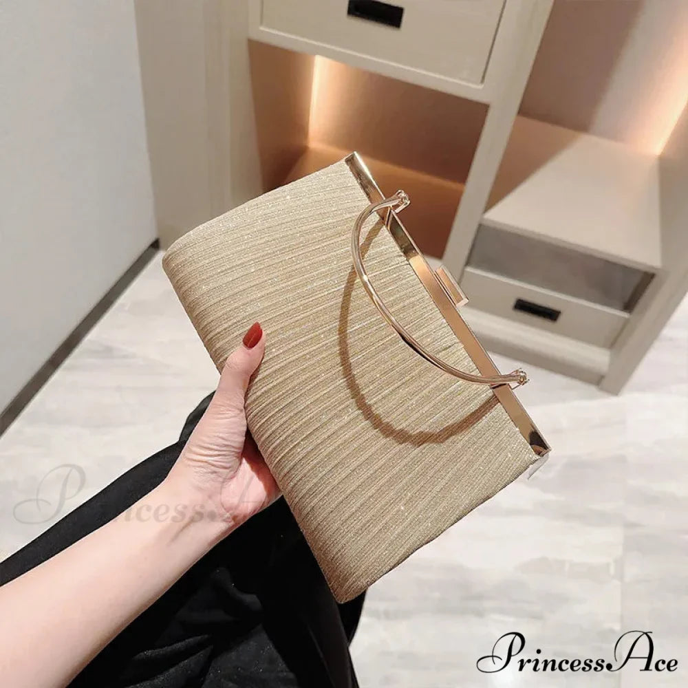 Sparkling Deluxe Apricot Evening Clutch Chain Shoulder Bag