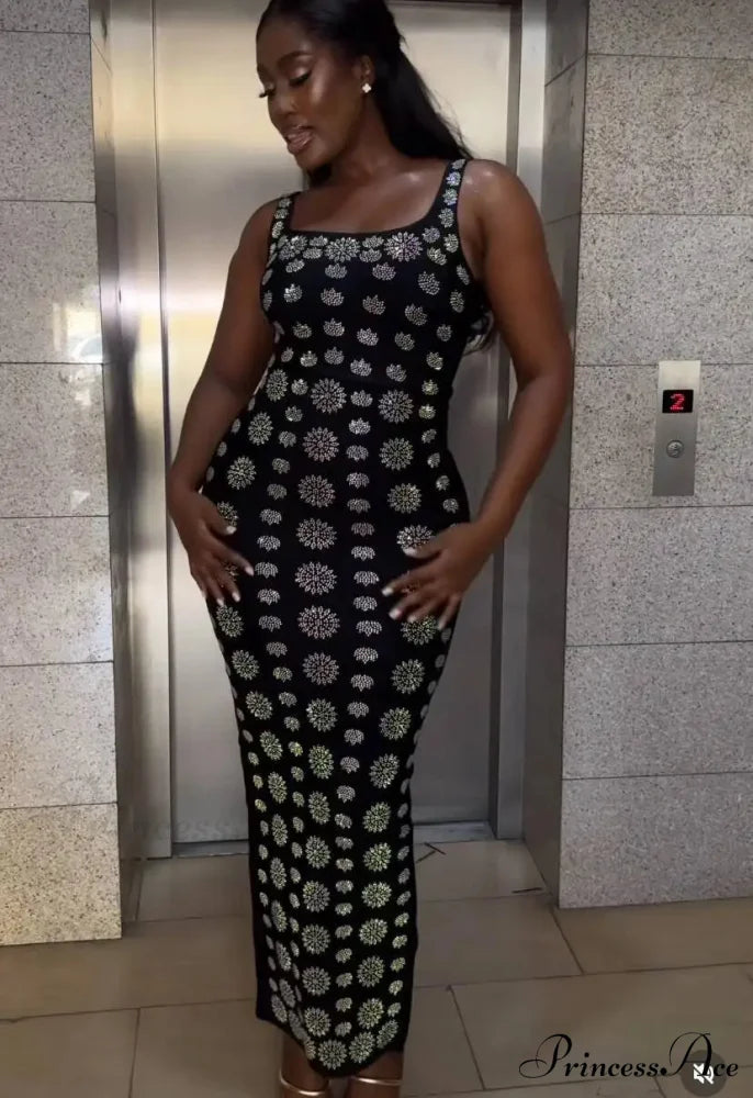 Sparkling Diamonds Ankle-Length Party Dress