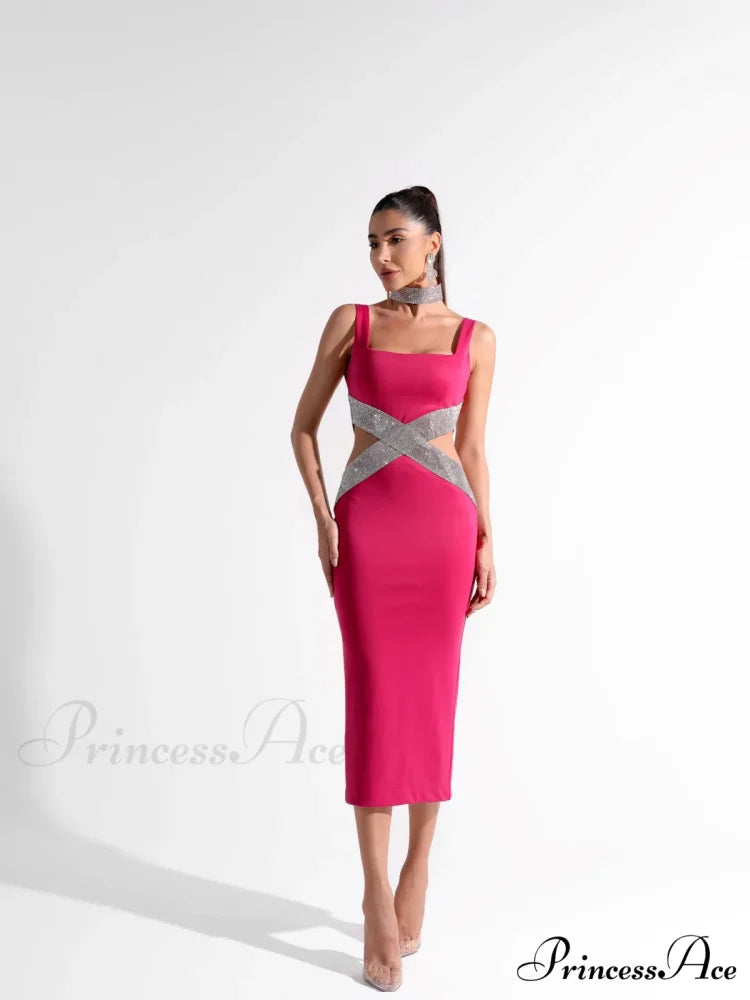 Sparkling Diamonds Midi Party Dress