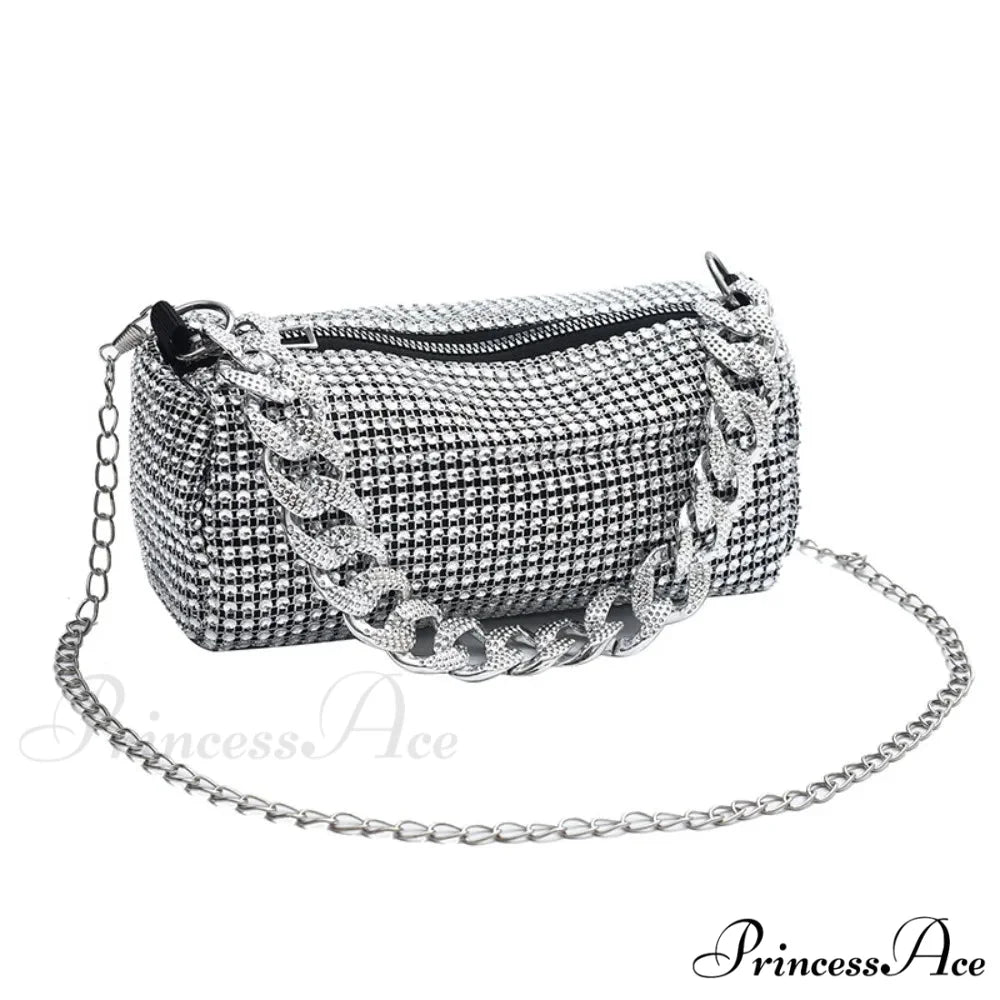 Sparkling Feast Crossbody Glitter Cuba Chain Clutch Bag