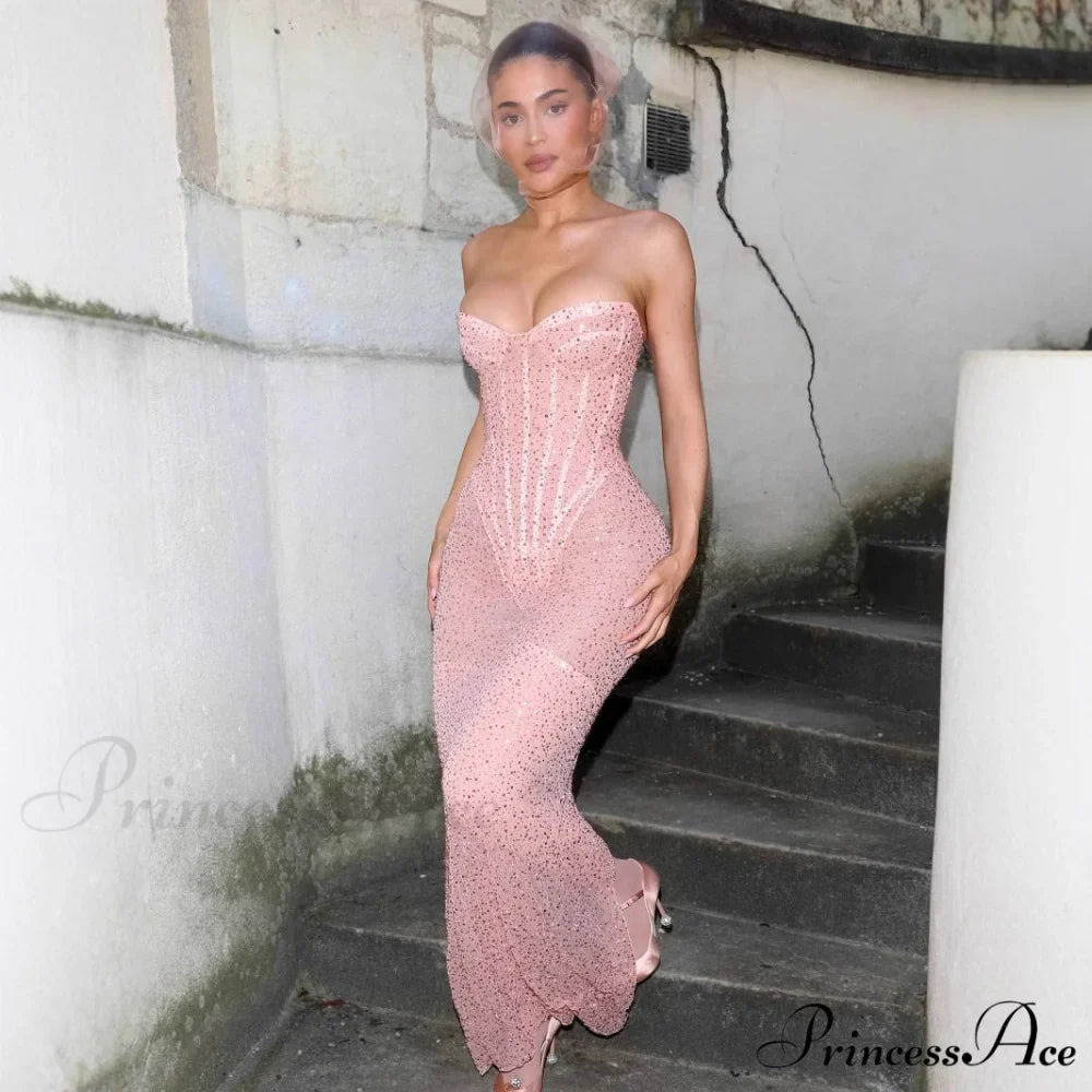 Sparkling Fishbone Body-Hugging Strapless Prom Dress