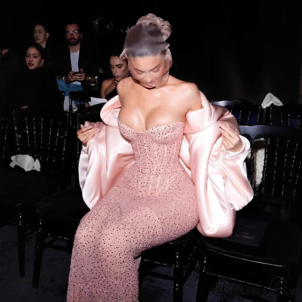 Sparkling Fishbone Body-Hugging Strapless Prom Dress