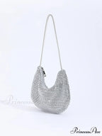Sparkling Gem Zippered Solid Evening Clutch Bag