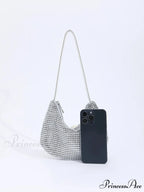 Sparkling Gem Zippered Solid Evening Clutch Bag