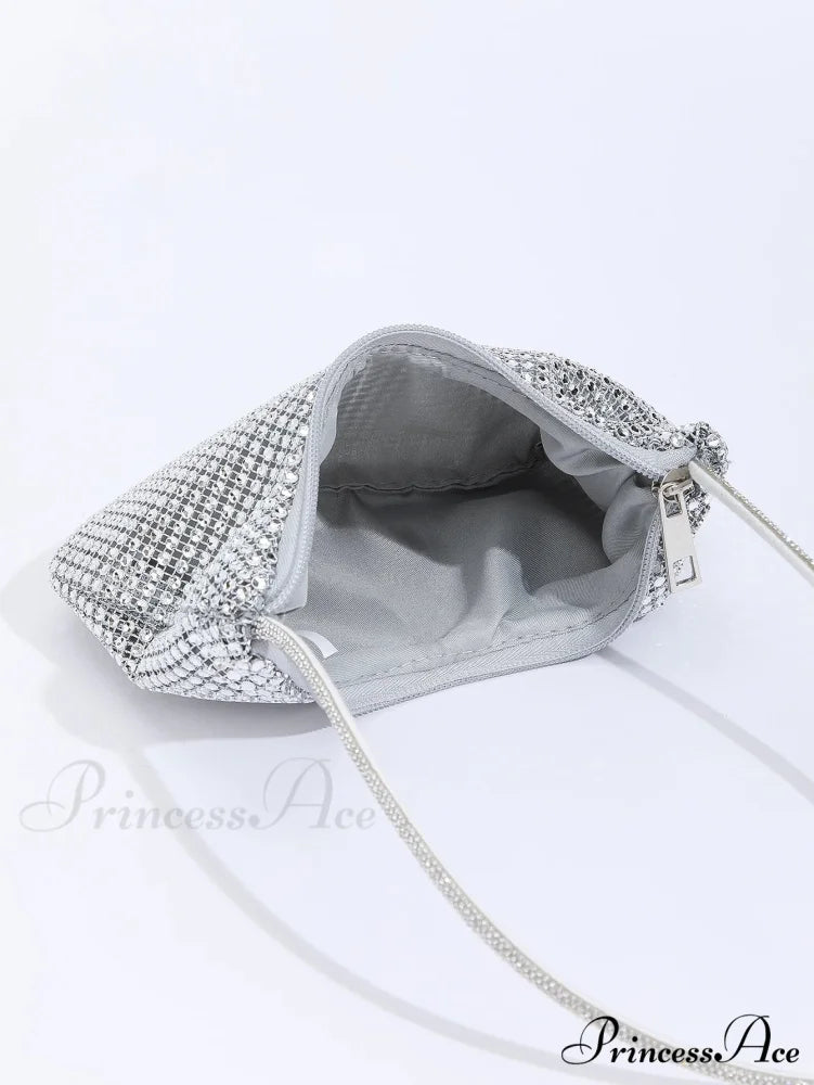 Sparkling Gem Zippered Solid Evening Clutch Bag