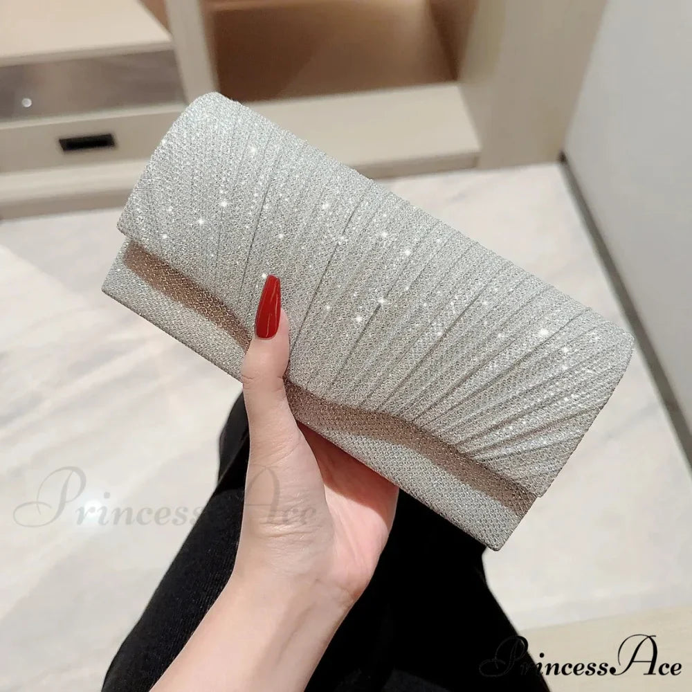 Sparkling Gray Envelope Clutch Wristlet