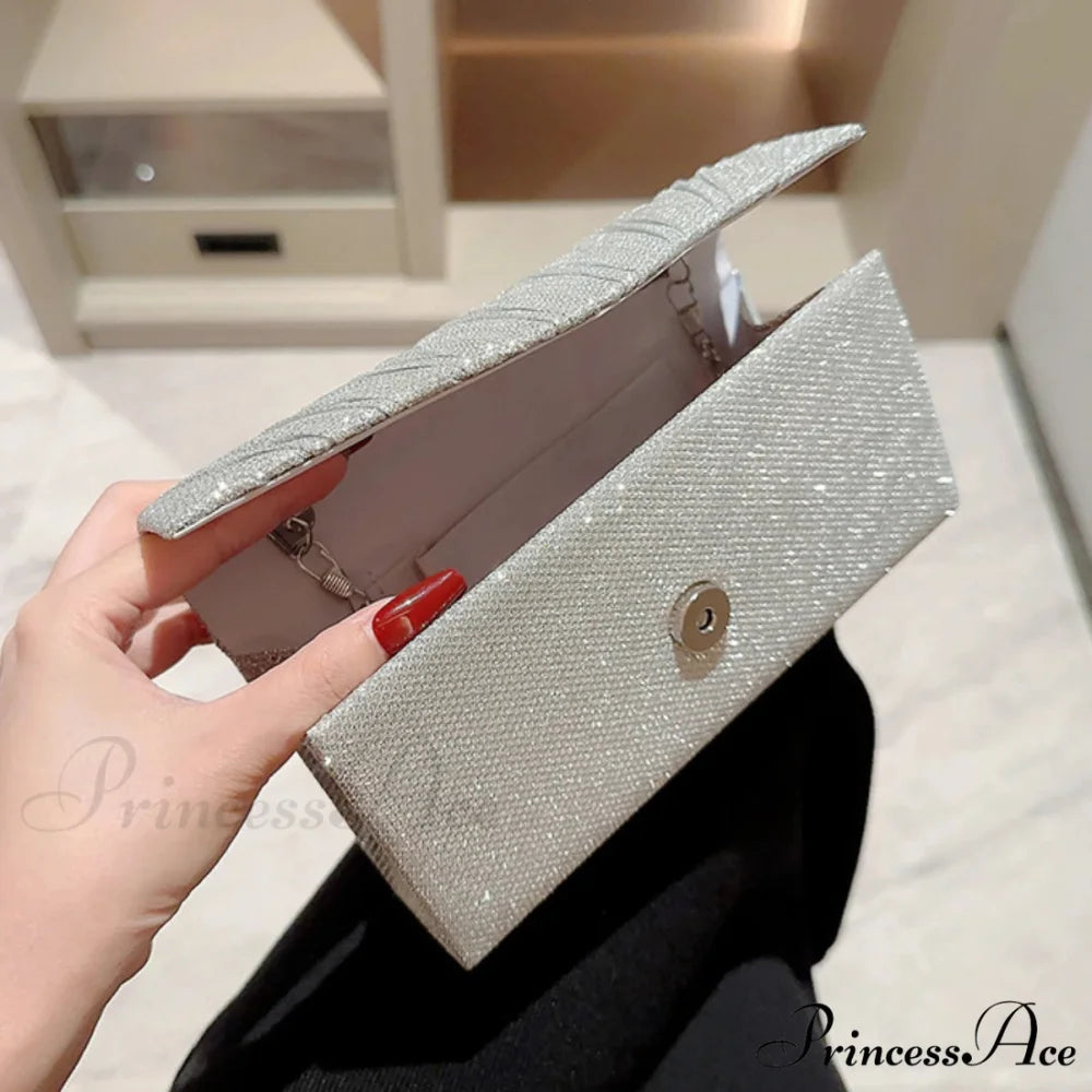 Sparkling Gray Envelope Clutch Wristlet