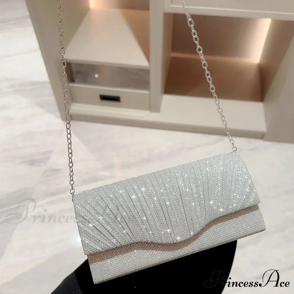 Sparkling Gray Envelope Clutch Wristlet