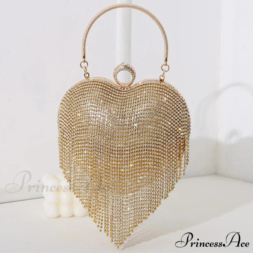 Sparkling Heart Design Silver Evening Clutch Wedding Bridal Bag