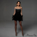 Sparkling Mesh Strapless Bandage Prom Dress