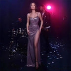 Sparkling Off-The-Shoulder Split Prom Gown