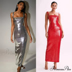 Sparkling Open-Backed Trim Fit Slit Formal Dress